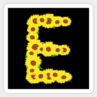 Sunflowers Initial Letter E (Black Background) Magnet